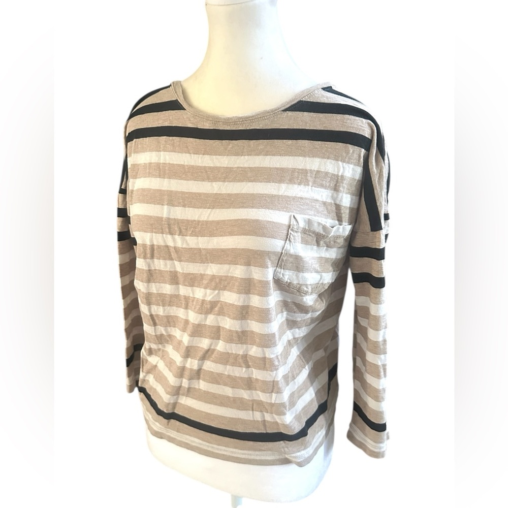 Madewell Striped Long Sleeve Pocket‎ Tee Shirt Womens Large